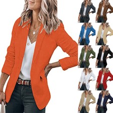 UK Womens Ladies Long Sleeve Casual Suit Coat Jacket Office Work Blazer Tops
