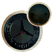 Mercedes-Benz Gloss Black Wreath Flat Bonnet Badge Emblem NEW UK