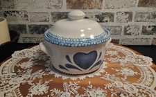 Vintage Blue Hearts Spongeware