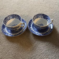 Spode BLUE ITALIAN   Breakfast Cup and Saucer set x 2 Large size. 