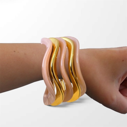 5pcs pink gold wavy - 5pcs, &