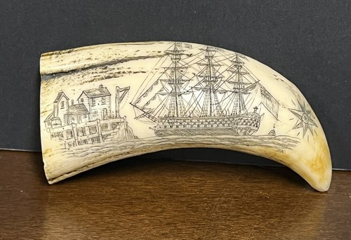 Vintage scrimshaw whale tooth - vintage,