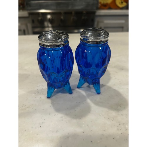 Vintage cobalt blue glass salt - vintage,