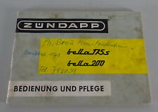 Operating Instructions Scooter Zündapp Bella 175 S/Bella 200 status 1953