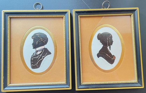Vintage silhouette portraits - silhouette,