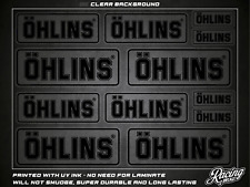 OHLINS Stickers - 12 High Quality UV Printed Stickers Black on Clear Backing