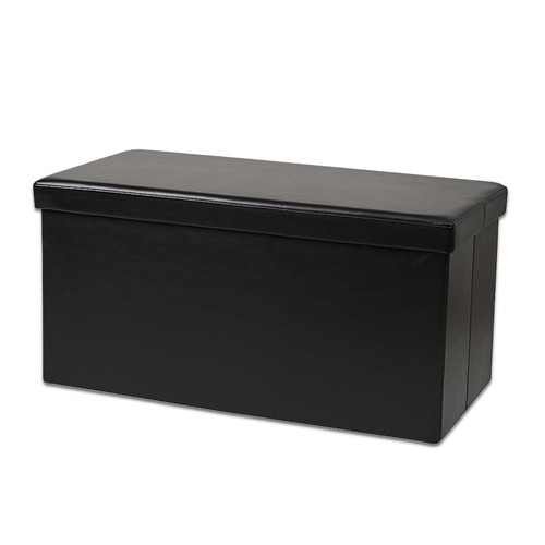 Black ottoman storage bench - storage,