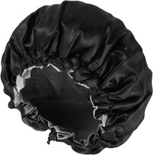 Double Layer Satin Bonnet for Men, Waterproof Bath Shower Cap Adjustable