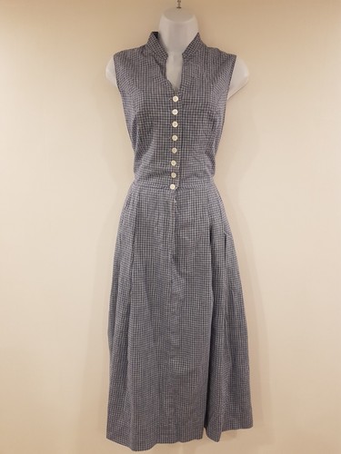 Vintage dress blue midi cotton - blue,