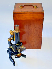 ANTIQUE DOLLOND LONDON 65151 BRASS & BLACK LACQUERED MICROSCOPE