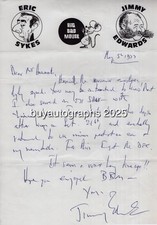 WW2 Arnhem veteran later TV comedian Jimmy Edwards signed letter