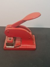 Vintage Red Desktop Address Paper Embossing Press Stamp Cast Iron
