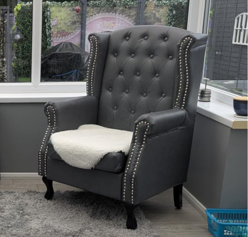 Faux leather wing chair - leather, high