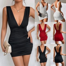 Women Sexy Plunge V Neck Mini