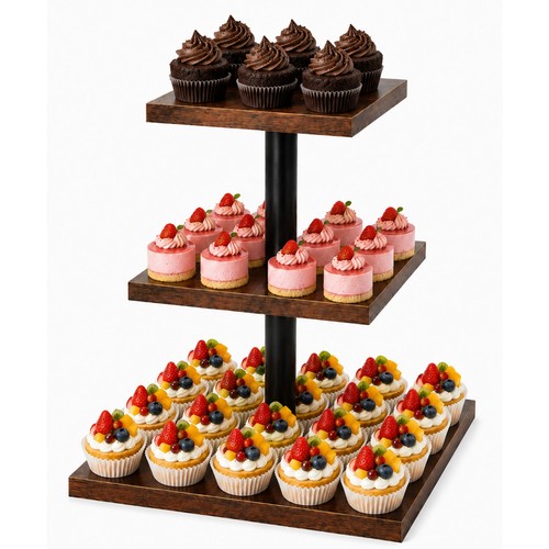 Square tier wooden cupcake - 3-tier,