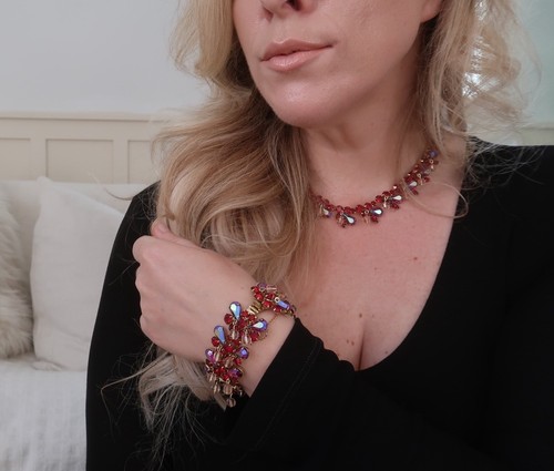 Vintage kramer demi parure red - kramer,