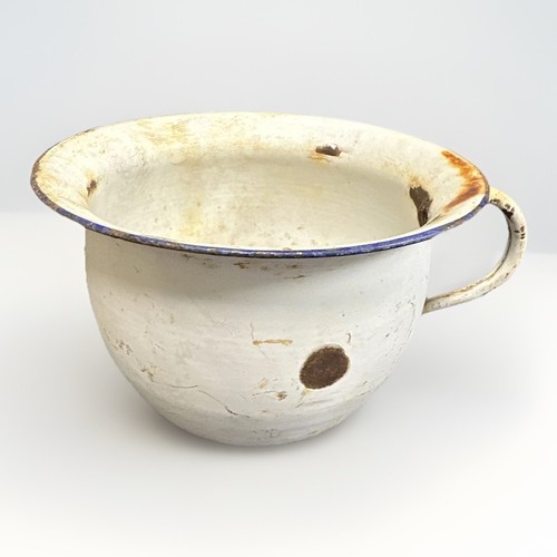 Vintage enamel chamber pot - vintage,