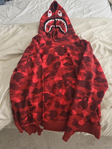 Bape shark hoodie - bape, red