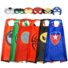 Childrens Superhero Fancy Dress Kit Cape & Mask Kids Costume Outfit Halloween