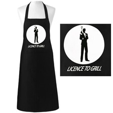 Licence to Grill James Bond 007 Novelty Apron. BBQ or Kitchen. Men & Women.