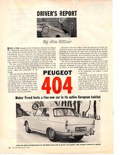 1962 PEUGEOT 404 ~ ORIGINAL 4-PAGE ROAD TEST / ARTICLE / AD