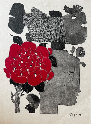 Stig lindberg moonfish signed - moonfish,