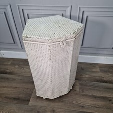 Retro Vintage Hexagonal Lloyd Loom Trunk Linen Storage Blanket Box Ottoman