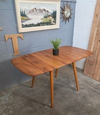 ERCOL DROP LEAF PLANK TABLE  MID CENTURY VINTAGE RESTORED (NO CHAIRS)