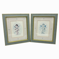 Vintage Pair Blue Gold Trim