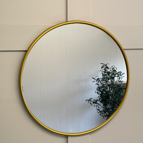 Gold round frame - round, bathroom