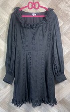 Somerset by Alice Temperley Black Broderie Anglaise Frilly Short Dress Size 16