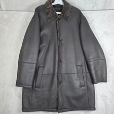 Andrew Marc New York Shearling Leather Overcoat Brown Lamb Fur Lined Womens XL
