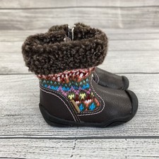Pediped Side Zip Boots Infant Size 3.5 Knit Grip N Go Booties Brown - NEW