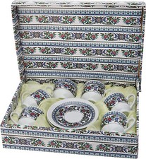 Turkish Ottoman Ceramic Coffee Cup and Saucer Set in Gift Presentation Box New