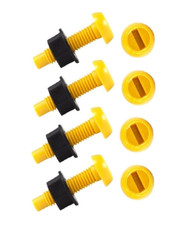 4 Vehicle Number Reg Plate Screws Bolts and Nuts Yellow Fitting Fixing Kit