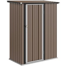 Outsunny Outdoor Storage Shed Steel Garden Shed w/ Lockable Door Brown