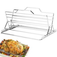 Foldable Adjustable Stainless Steel Turkey Roasting Rack for Ovens and Grills