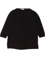 ELENA MIRO Womens Oversized Boat Neck Jumper Sweater UK 16 Large Black DV08