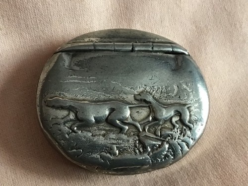 Antique rare pewter snuff - antique, box