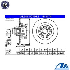 2x BRAKE DISC 24.0111-0174.2