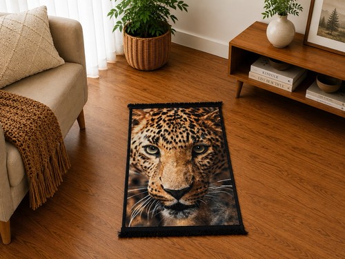Leopard face mini rug 50x80cm - face,