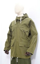 Vintage Military Mountain Smock Heavy Denim Canvas Anorak Olive Climbing Jacket 