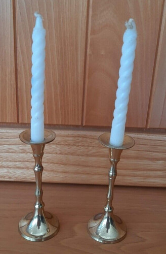 Pair brass candlesticks - pair,