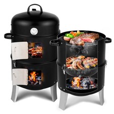 Charcoal Smoker BBQ Grill 3in1 Outdoor Vertical Smokers Portable Meat Cooker
