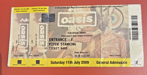 Oasis original gig ticket dig - gig, 'dig