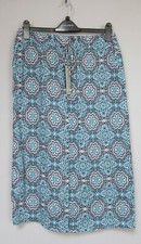 New Laura Ashley Linen Turquoise Tile Print Midi Skirt size 8 - 12