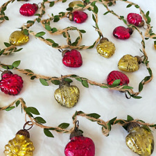 3m Rustic Vintage Style Glass Christmas Bauble Garland, Red & Gold