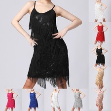 Vintage Style Sequin Ballroom Dance Dress for Women's Samba Tango Latin