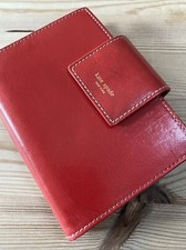 KATE SPADE ORGANISER-RED/CARAMEL ITALIAN LEATHER-FILOFAX POCKET SIZE GOLD RINGS