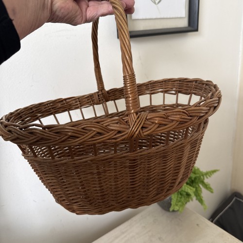 Vintage woven wicker shopping - vintage,